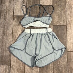 For Love And Lemons Light Blue and Grey Two Piece Set